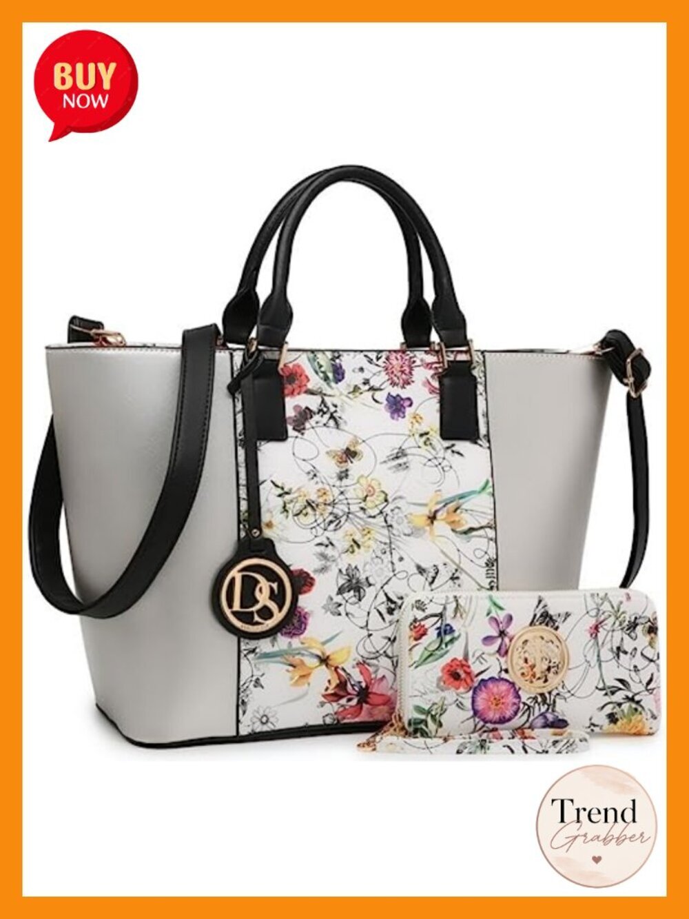 Vegan Leather Tote Bag Set with Wallet and Tassel
